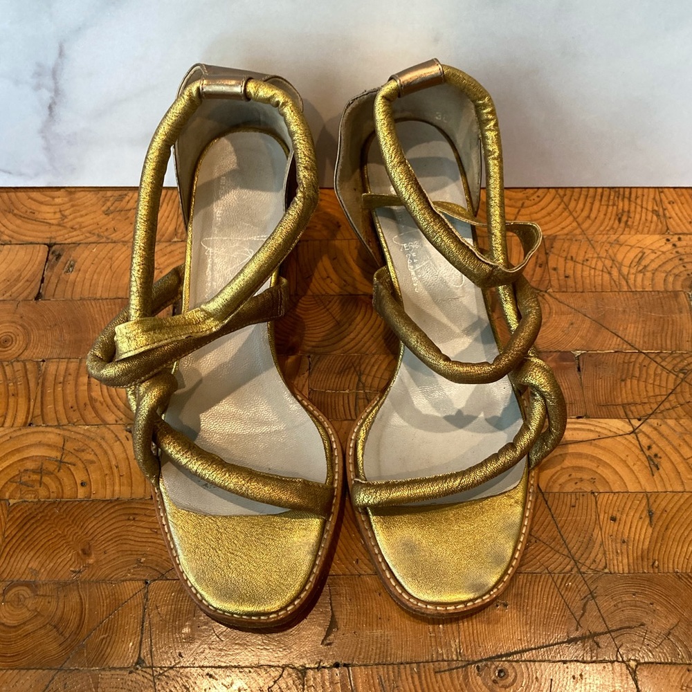⭐️  Zero + Maria Cornejo  Gold Wedge Sandals 38.5
